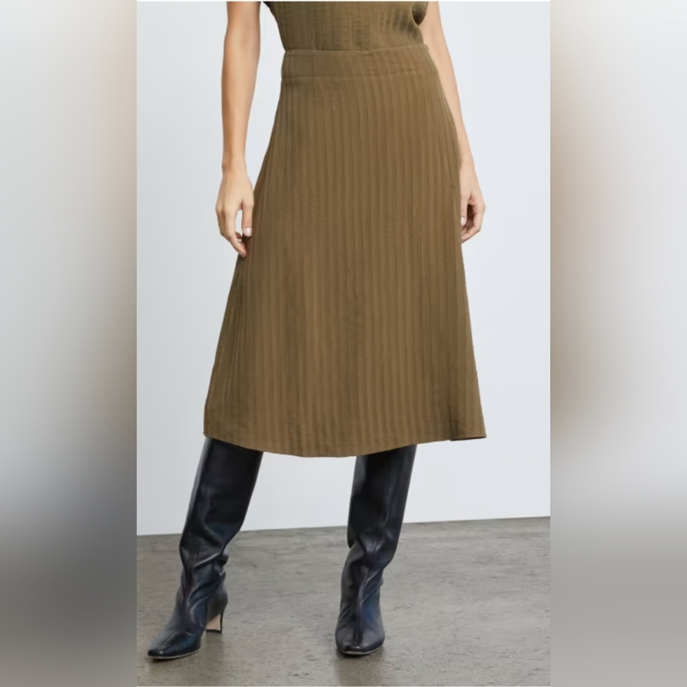Everlane city stripe midi skirt in color beech, size 6